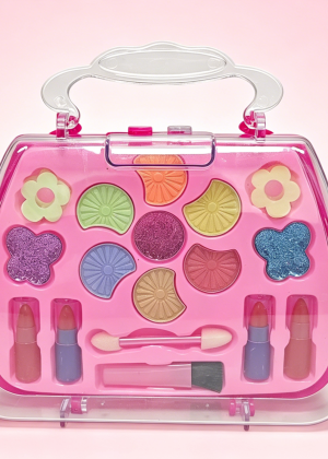 MAGFLARE Cosmetics for Children, Portable Handbag Style Children Cosmetic Set, Washable Play Makeup Toys with Eyeshadow & Lipsticks, Pretend Play Birthday Gift