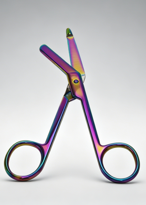 MAGFLARE Medical Cutting Devices Rainbow Stainless Steel Bandage Scissors, Angled Blunt Tip Trauma Shears, First Aid Cutting Tool
